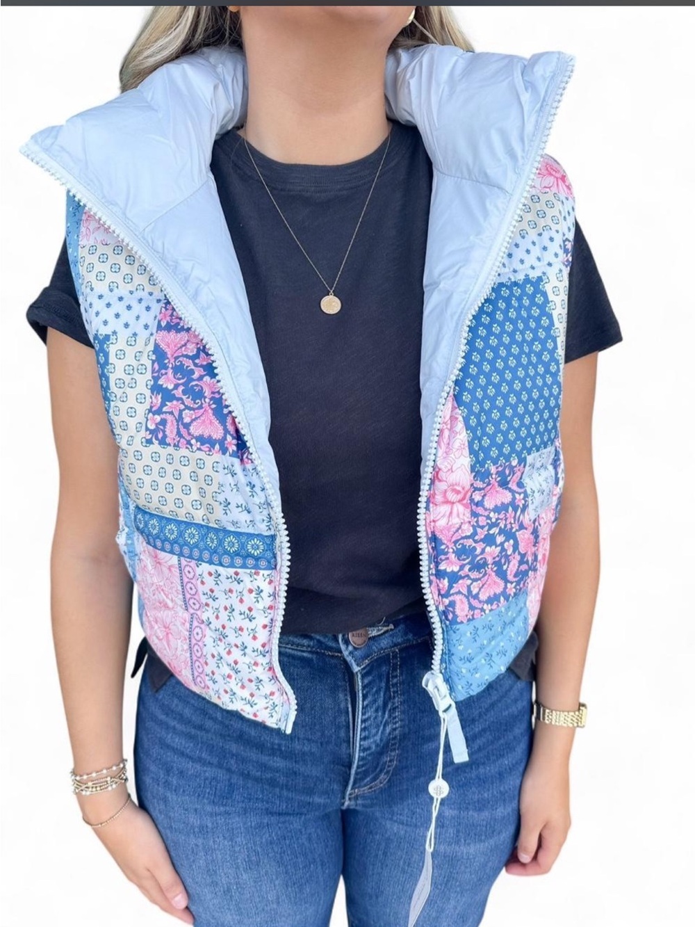 Simply Southern Light Blue Quilted Puffer Vest